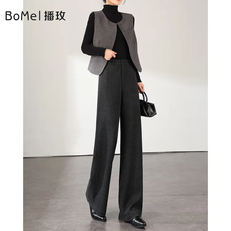 冬季厚款2025新款羊毛醋酸窄版小阔腿裤保暖亲肤柔软垂顺加厚过冬