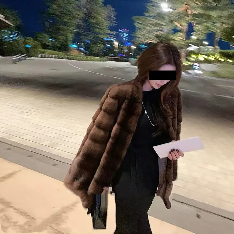 人造皮草 极光之裘奢JI横排V领直身环保皮草毛毛外套秋冬新款