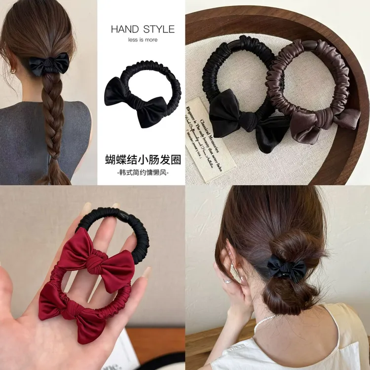 韩国简约蝴蝶结小肠发圈头绳扎头发皮筋高级感基础款2025新款发饰
