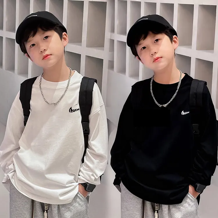 双11儿童纯棉男童青少年打底衫秋冬中大童童装宽松长袖t恤上衣