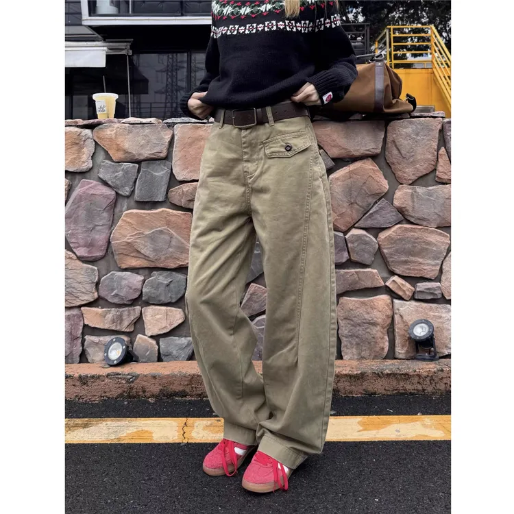 NOMIO美式复古宽松直筒弯刀工装裤休闲垂感阔腿小众cleanfit长裤