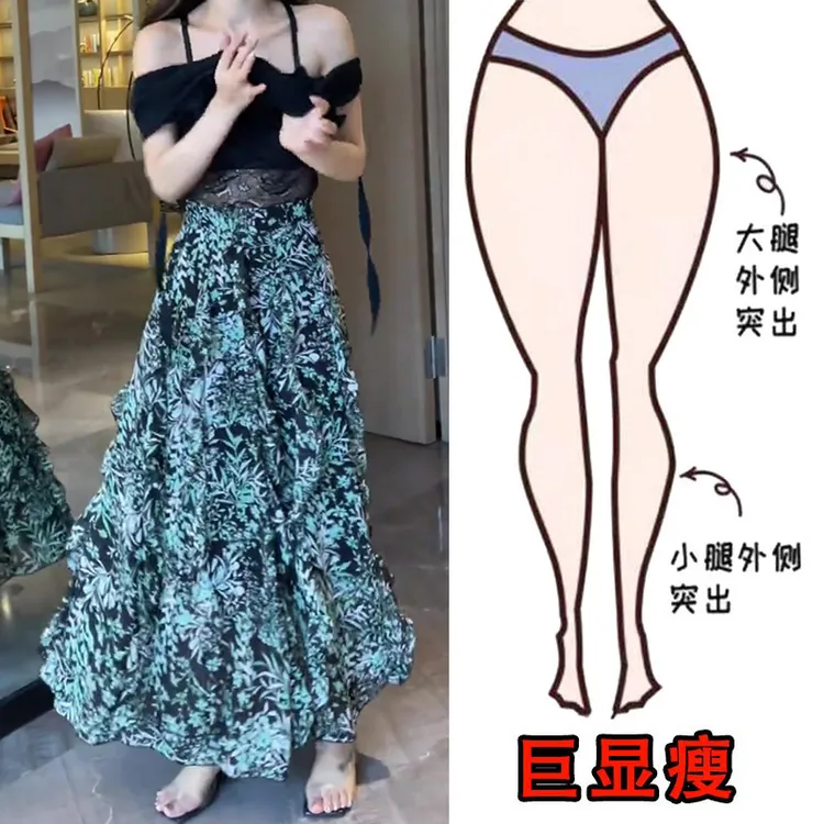 2025夏季薄款大码女装高腰设计感不规则碎花裙梨形身材显瘦半身裙