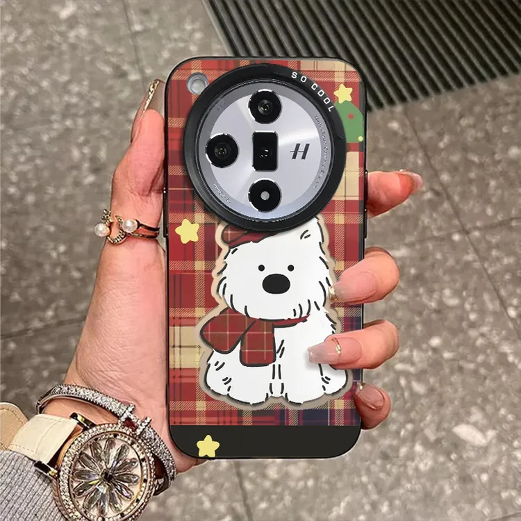格纹小狗适用于OPPOfindx8手机壳x7外壳硅胶X6新款校园防摔保护套