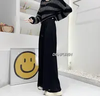 【店夫人定制】2025早秋新品 高腰欧版抽绳简约显高显瘦的阔腿裤 女