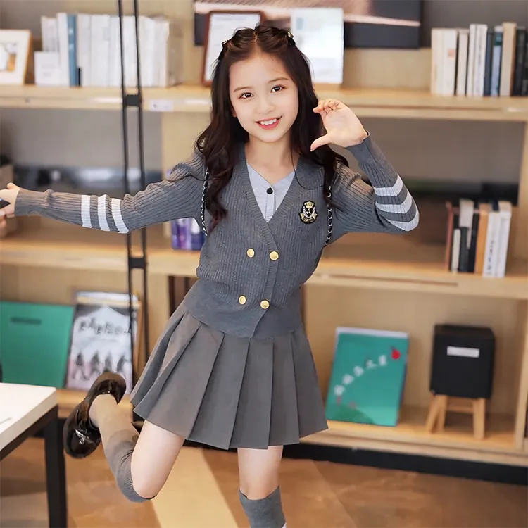 女童学院风JK套装春秋2025新款儿童秋装女孩针织毛衣百褶裙两件套