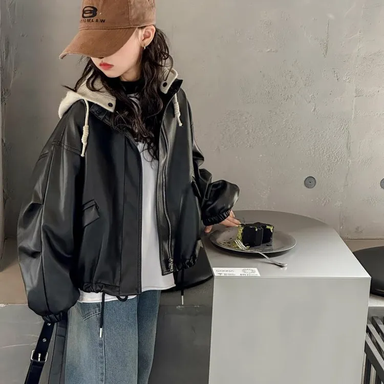 女童皮衣外套秋装2025新款女孩大童早秋款酷帅皮夹克儿童机车上衣