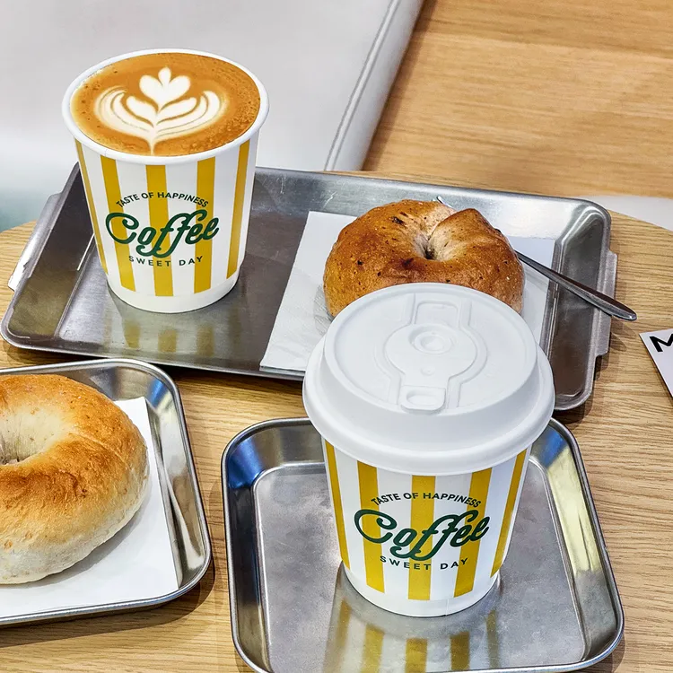 咖啡杯子一次性咖啡杯奶茶热饮外带专用纸杯打包杯家用商用带盖
