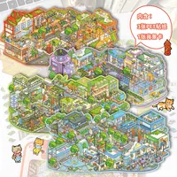 沐染造景贴纸阿猫校园攻略微缩场景贴纸合集3d立体小屋手工diy