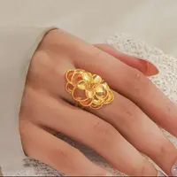 铜合金戒指 清新甜美百合大花朵花开口戒