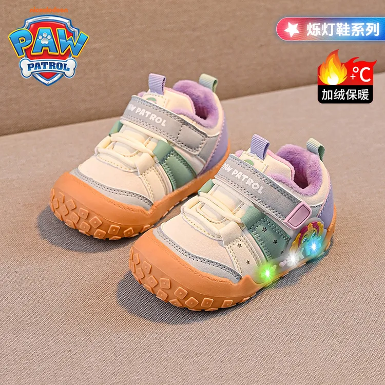汪汪队儿童棉鞋女童冬季2025新款加绒保暖加厚发光闪灯宝宝运动鞋