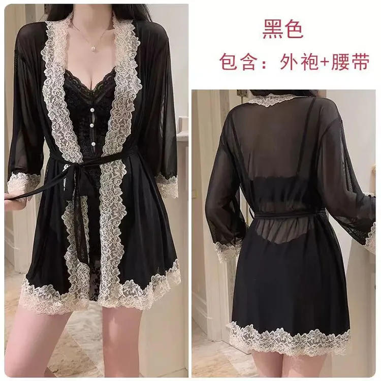 2025显瘦秋季新款高定轻奢睡衣薄款蕾丝吊裙睡衣女款爆款性感睡裙