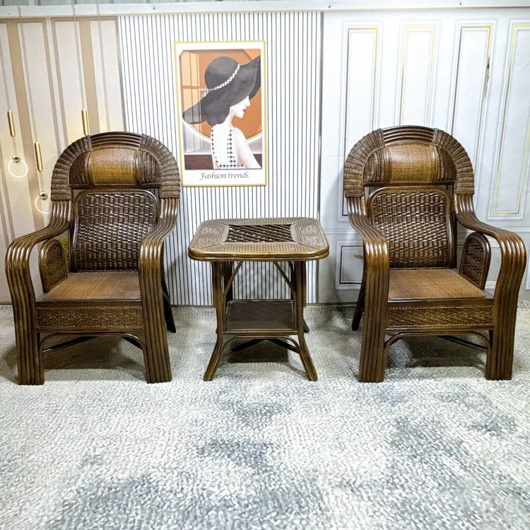 印尼休闲椅真藤加高老板椅豪华大班椅客厅老人靠背椅办公桌椅藤椅
