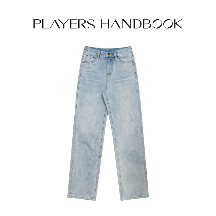 PH《天空之城》极简主义百搭浅色直筒进口休闲百塔牛仔长裤 PH3181