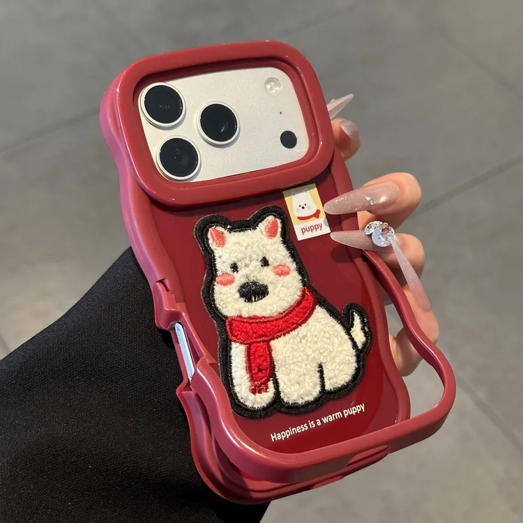 欧克里里毛绒西高地卡通适用苹果17/16手机壳华为oppo小米15vivo