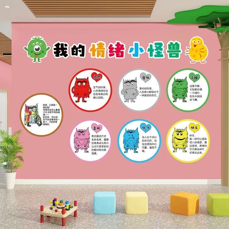 幼儿园心理角我的情绪小怪兽环创教室墙面走廊装饰材料成品墙贴画
