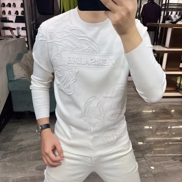 2025秋季新款针织衫男毛衣毛衫提花高级感欧货痞帅男装打底衫潮流