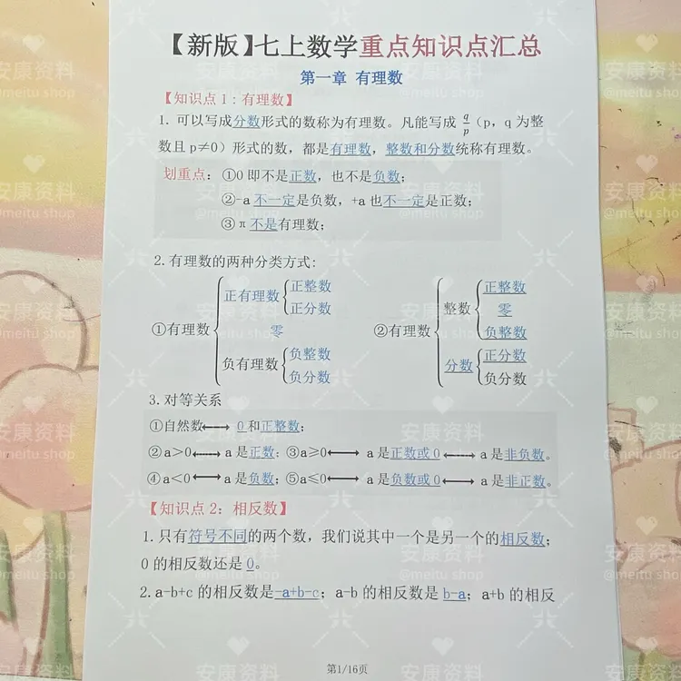 25年秋七年级上册数学【人教】知识点总结