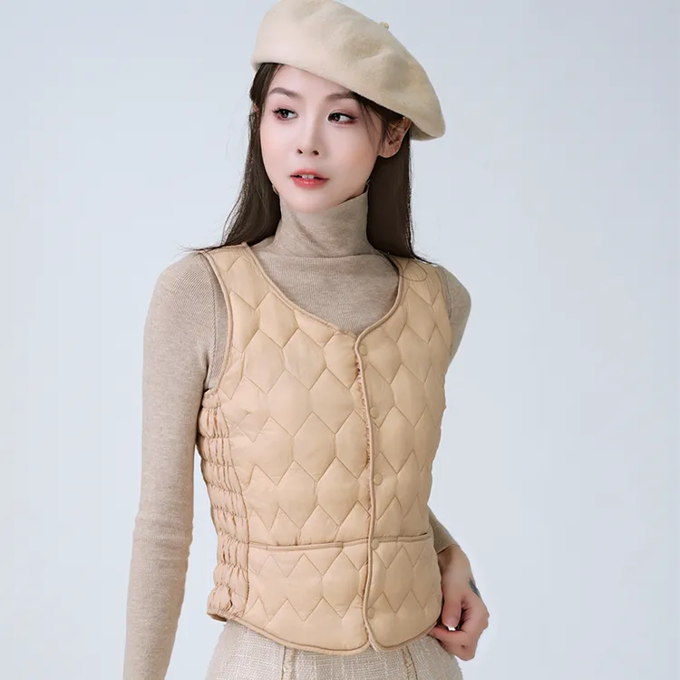 马甲短款保暖纯色加绒加厚加绒修身马夹白色洋气秋冬季坎肩