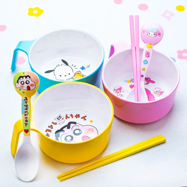 新款卡通儿童碗学生餐具无毒套装可爱宝宝家用饭碗学生碗辅食碗勺