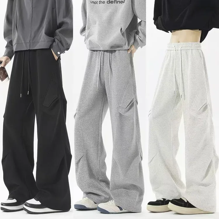 春秋裤子男款爆款2025新款褶皱伞兵休闲工装裤青少年宽松阔腿卫裤