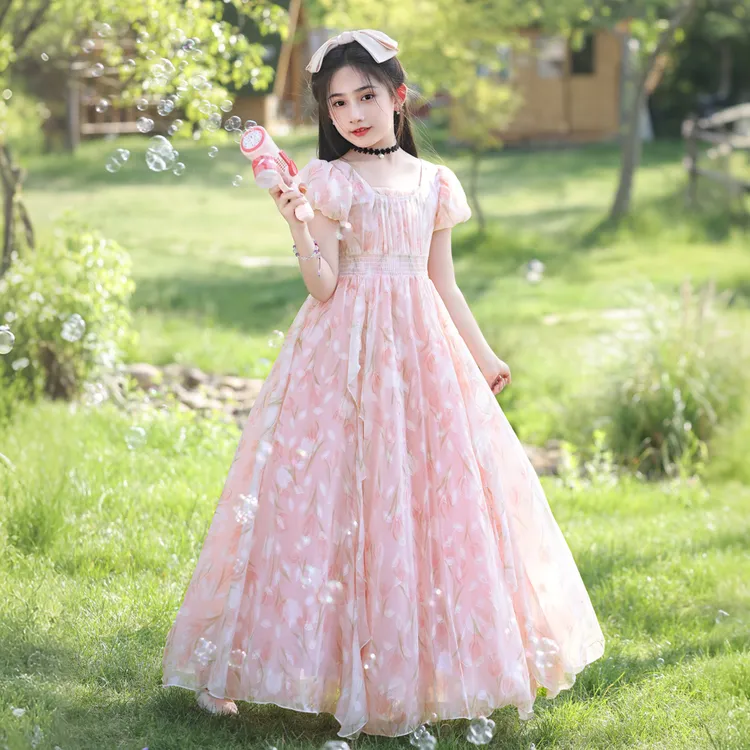 女童连衣裙夏季2025新款女孩洋气公主裙夏装薄款儿童碎花裙子韩版