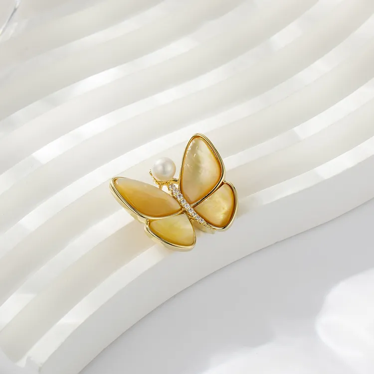 铜合金胸针 【米拉推荐】ML51-清新甜美贝壳蝴蝶胸针