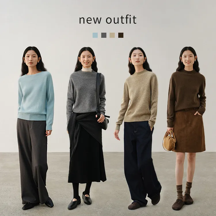 素典【山羊绒打底】圆领套头针织打底衫秋冬休闲通勤叠穿上衣5141