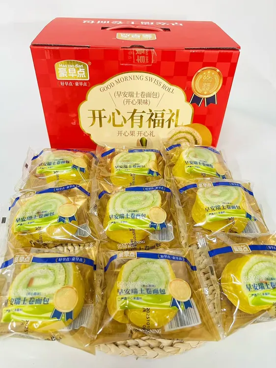豪早点早安瑞士卷面包蛋皮开心果味早餐点心休闲零食