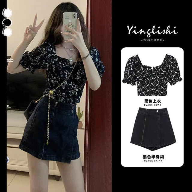 夏装女2025新款奶系多巴胺穿搭一整套减龄时尚小个子辣妹裙子套装