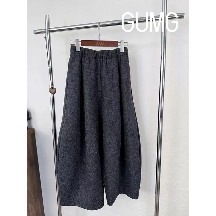 【女装优选】GUMG-毛呢压褶花苞形阔腿裤GM20426