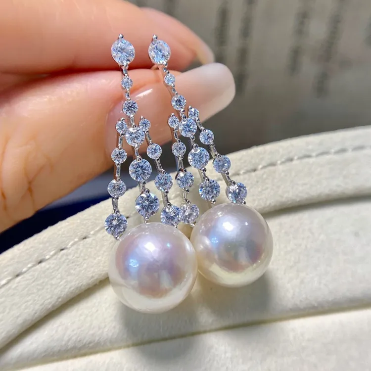 S925银设计款耳钉 11-12mm淡水爱迪生