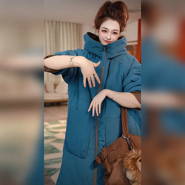 【Linda姐高端线】冬季时尚休闲双面穿连帽棉服外套女AF5WMF0499