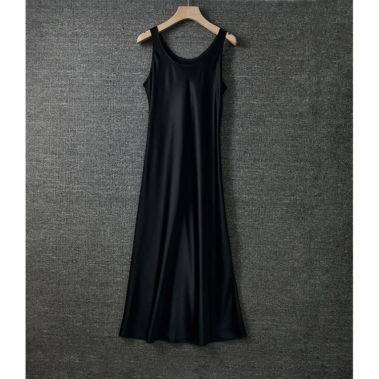 夏款45°斜裁双弧领连衣裙裙｜百搭修身显曲线 昼夜皆优雅无袖裙子