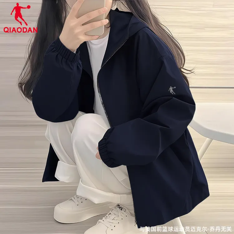 乔丹外套女2025秋季新款官方梭织防泼水户外风衣正品宽松运动夹克