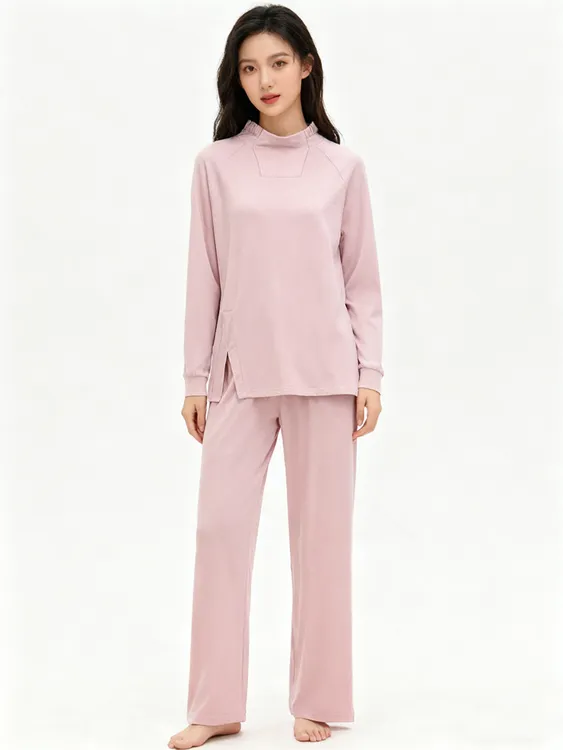 特价秋季纯棉高品质女士睡衣立领简约风家居服亲肤套装可外穿