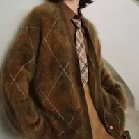 康赛妮100%山羊绒圣诞限量款菱格外套4182