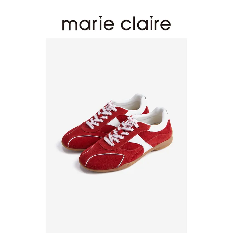 MC女鞋美式薄底德训鞋牛反绒芭蕾休闲运动鞋marieclaire女鞋