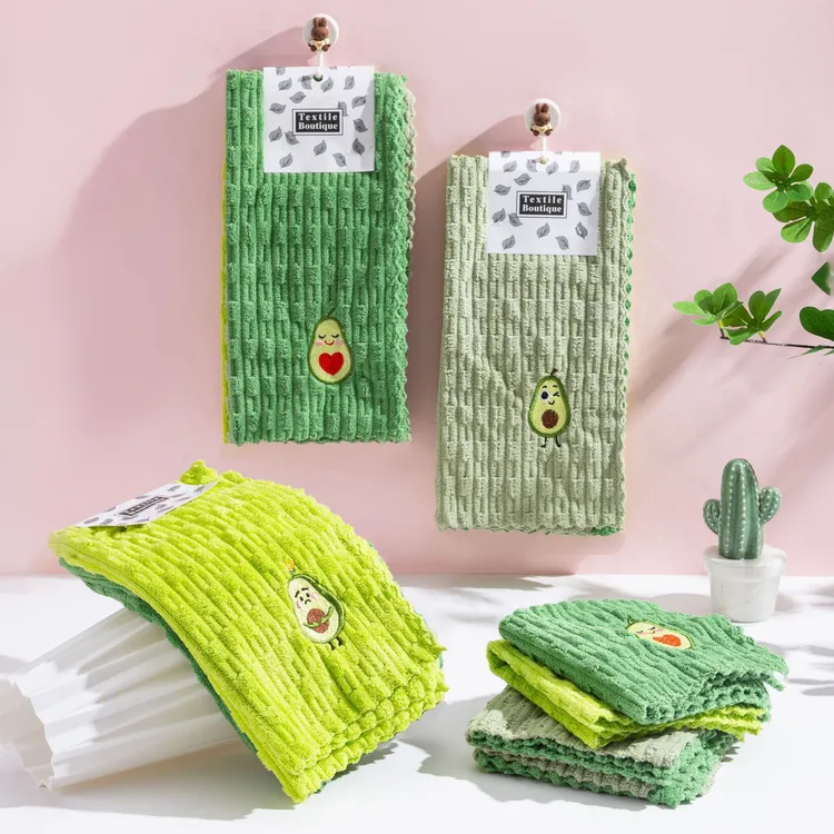 吸水抹布去污可爱刺绣抹布厨房清洁布绣花方巾加厚双面高颜值抹布