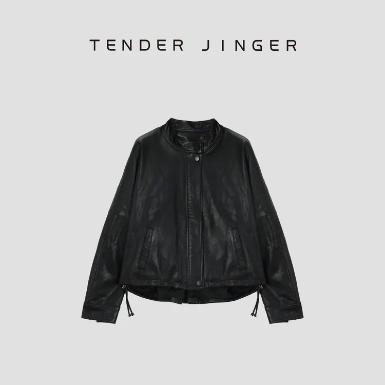 Tender Jinger【黑标】小立领绵羊皮夹克外套T53XIU30922