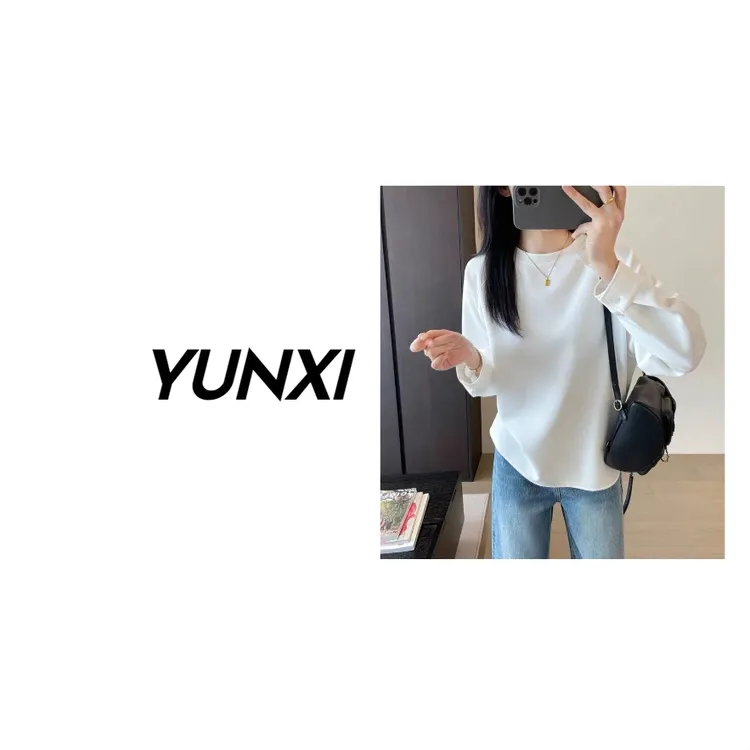 云玺服饰显白树莓红薄款空气感T恤极简宽松纯色长袖