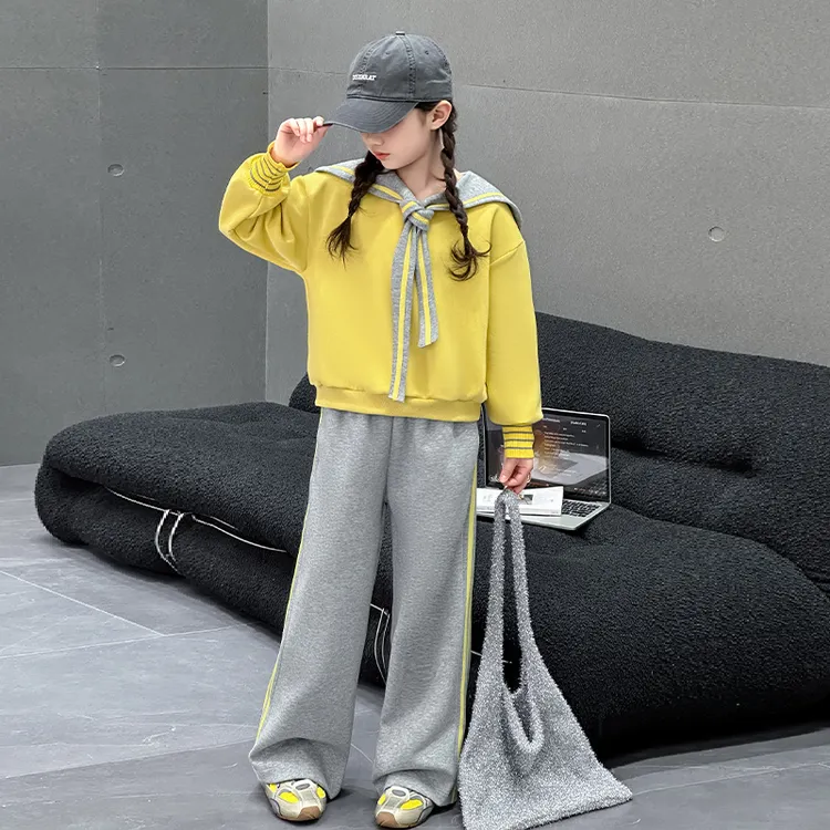 女童春装套装2025新款儿童时髦阔腿裤大童女孩春季网红炸街两件套