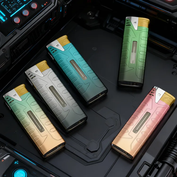 机甲风金属防风打火机渐变加宽加大批发定制订做印字加厚