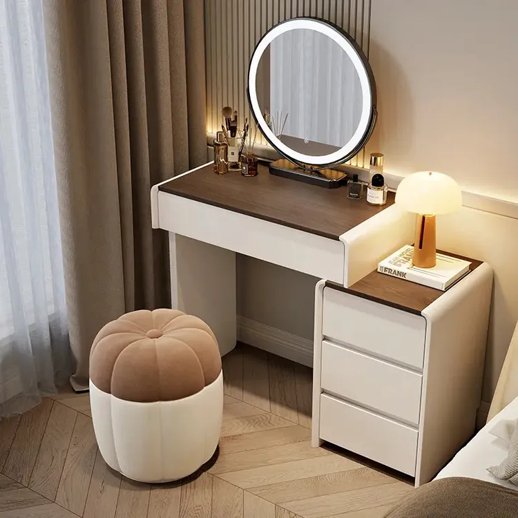 新款梳妆台卧室现代简约主卧奶油风2025实木斗柜收纳柜一体化妆桌