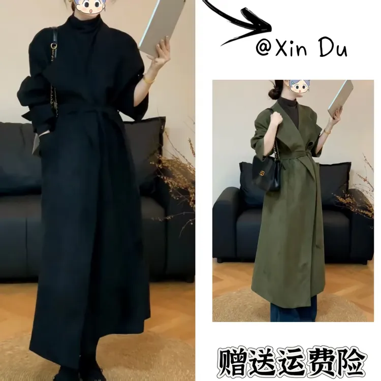 2025秋季新款时尚显瘦气质女士网红洋气风衣百搭款D23340