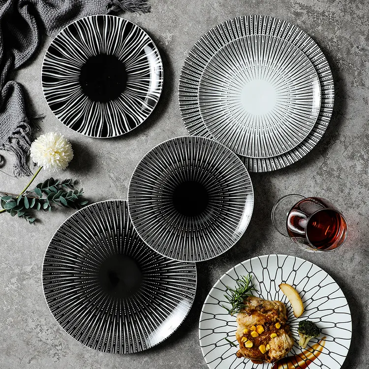 北欧西餐盘摆盘餐具创意牛排盘意面盘西式甜品盘圆盘个性餐厅盘子