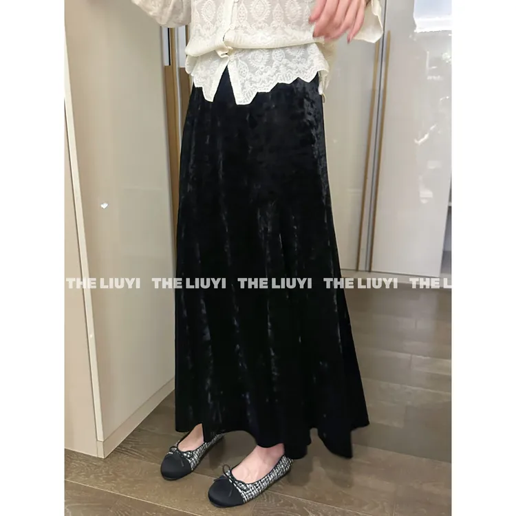【LIUYI】圆舞曲~高级感冰花丝绒鱼尾半身裙59052