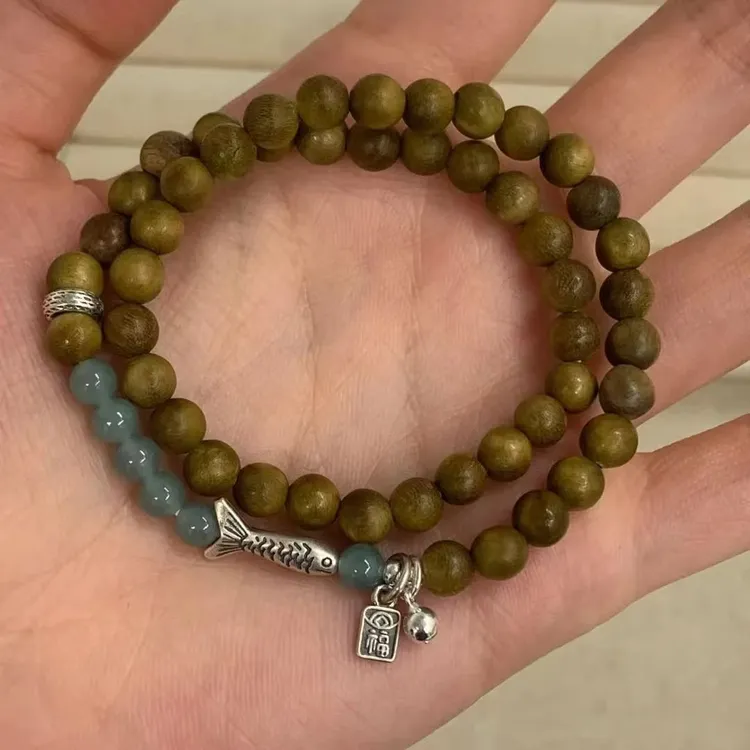 中国风原创锦鲤做旧手绳民族复古手绳国风绿谭木男女仿古手绳绿色