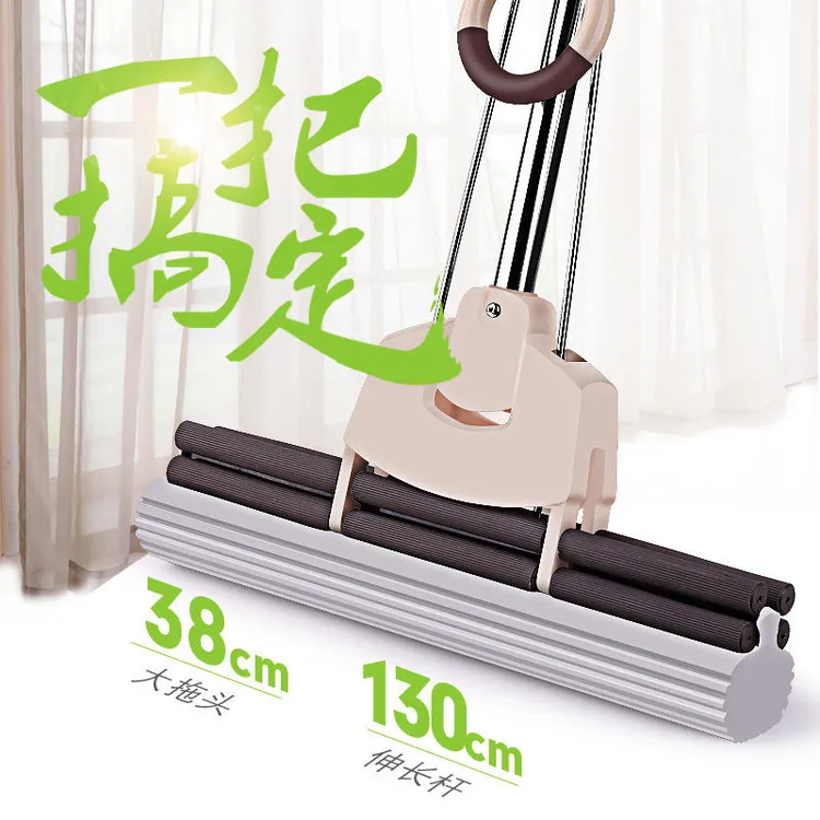 家用懒人胶棉拖把滚轮拖把免手洗海绵拖把吸水地拖拖布套装