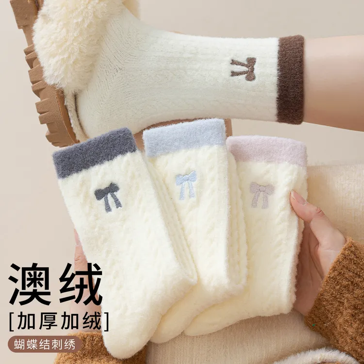 澳绒超厚袜子女秋冬季加绒加厚2026新款保暖月子袜冬天居家睡眠袜