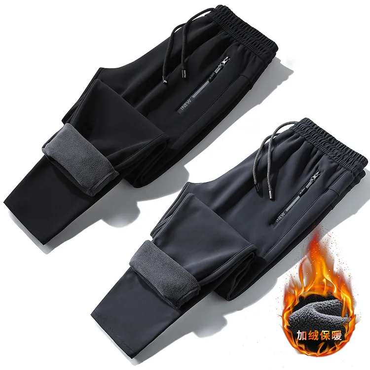 加绒加厚休闲保暖裤秋冬季男女同款高弹力户外防风防水软壳冲锋裤